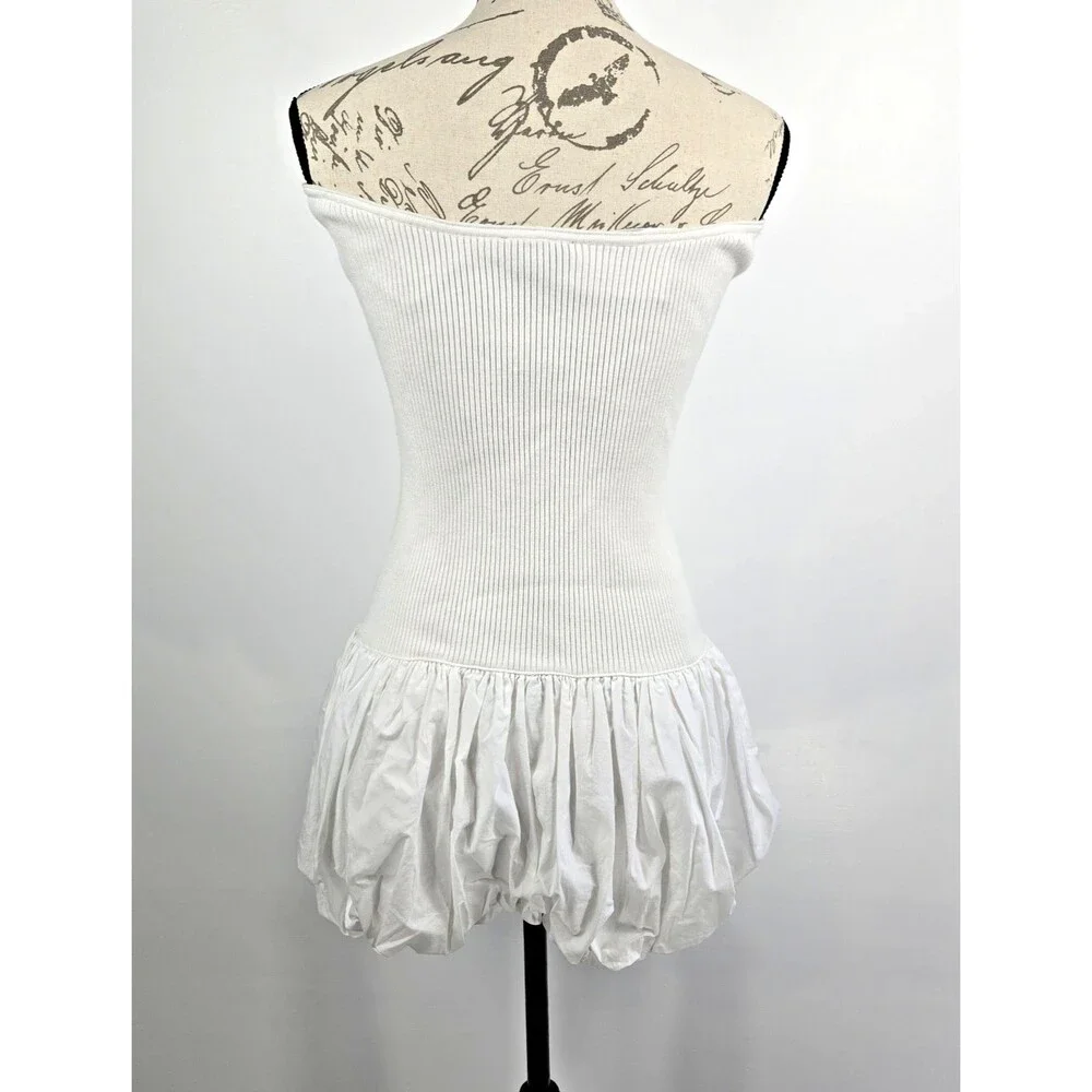 Aqua Women's Small White Strapless Bubble‎ Mini Dress NWT